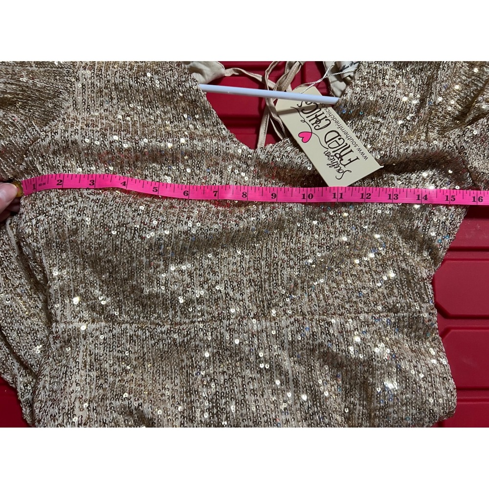 Southern Fried Chics Sequins Ruffle High Low Dress Small Glamorous Evening Party - Picture 11 of 11